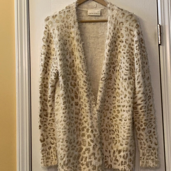 Cynthia Rowley’s Animal Print Open-front Eyelash Long Sleeve Soft Cardigan. Med - Picture 1 of 9